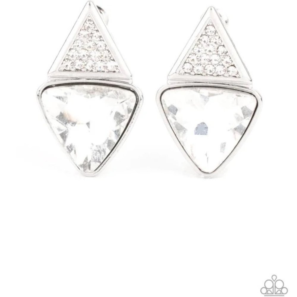 Paparazzi Risky Razzle White Post Earrings
